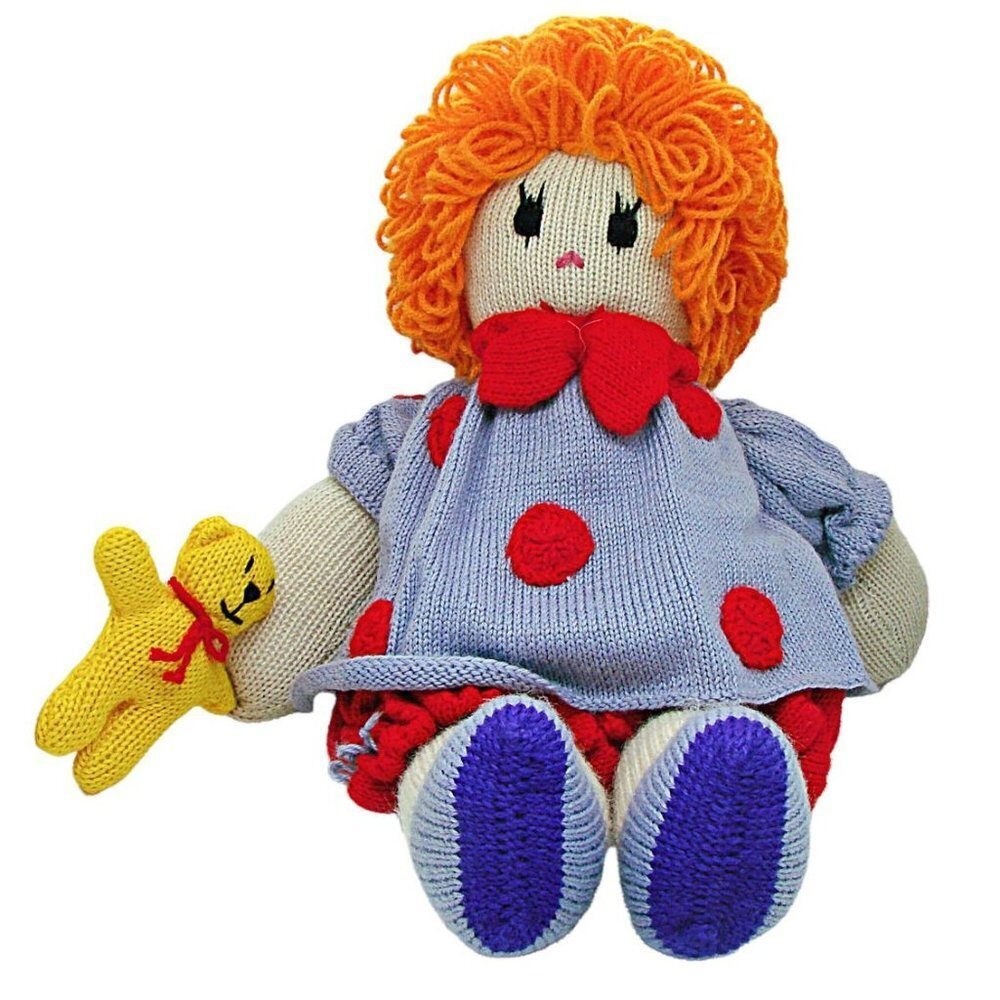 Poly Dolly Knitted Collectible Plush Doll Molly with Baby Teddy Bear Large 18"